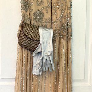 Vintage, Beaded, and Sequined Dress with accessories!
